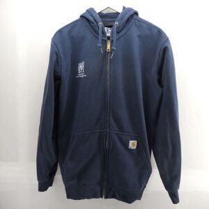 Carhartt Hoodie Full Zip Men M Navy Sweatshirt Fleece Hooded K122 472 Work STI